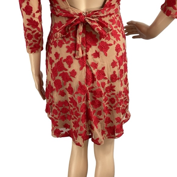 For Love & Lemons Temecula Bow Back Embroidered Mini Dress M - Picture 7 of 9